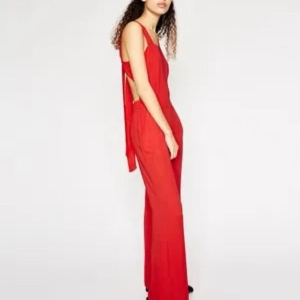 The Kooples Red Sleeveless Tie Back Jumpsuit